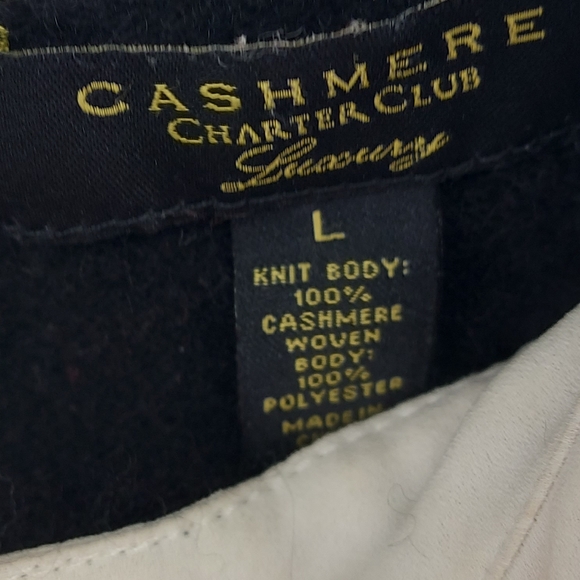 CHARTER CLUB Pure Cashmere Embellished Layered-Look Sweater Large Black & White - Picture 8 of 9